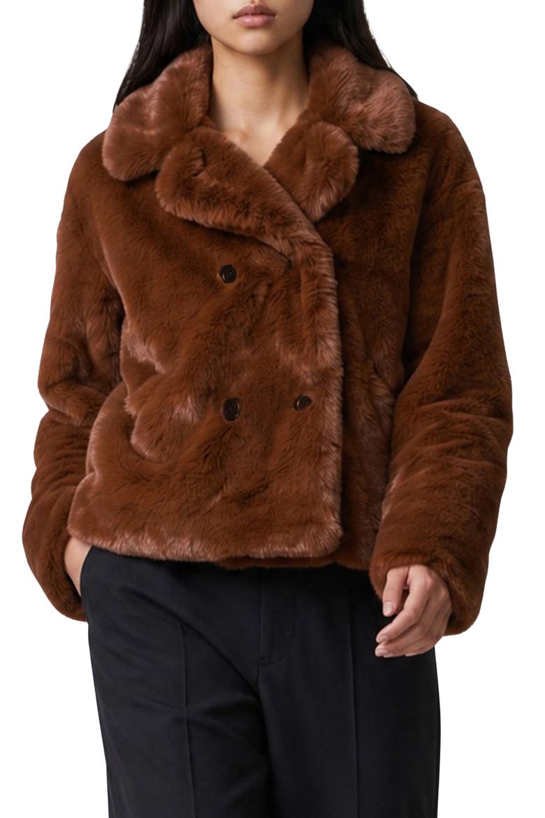 Push Faux Fur Coat, Main, color, RUSET