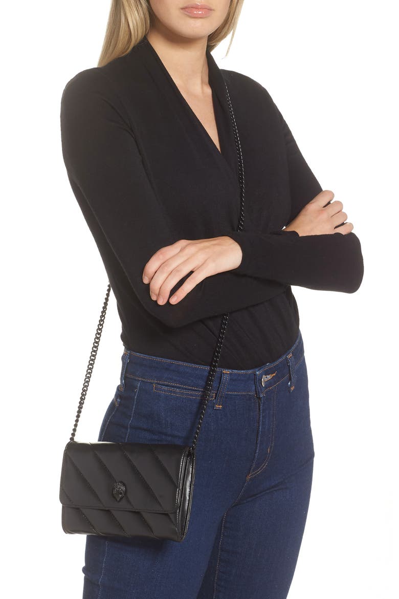 Soho Drench Leather Wallet on a Chain, Alternate, color, BLACK