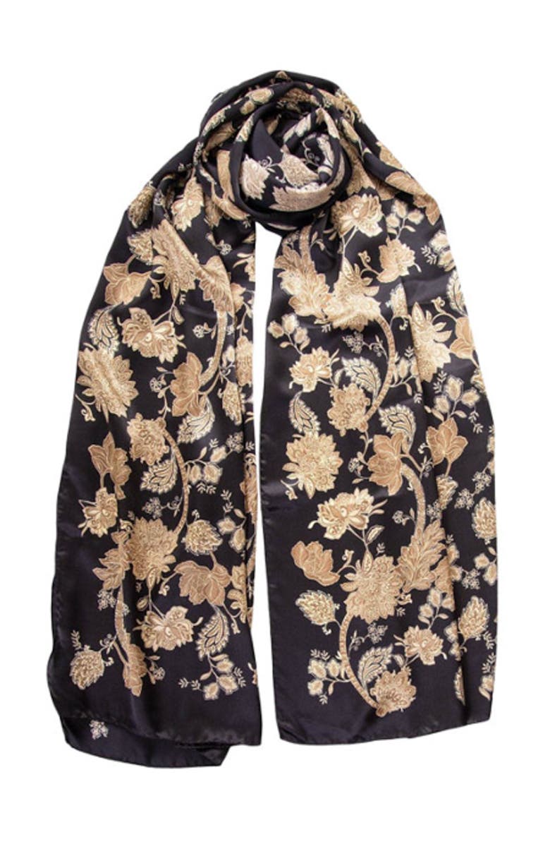 Elizabetta Esmeralda - Silk Scarf/Shawl for Women, Main, color, Black And Gold
