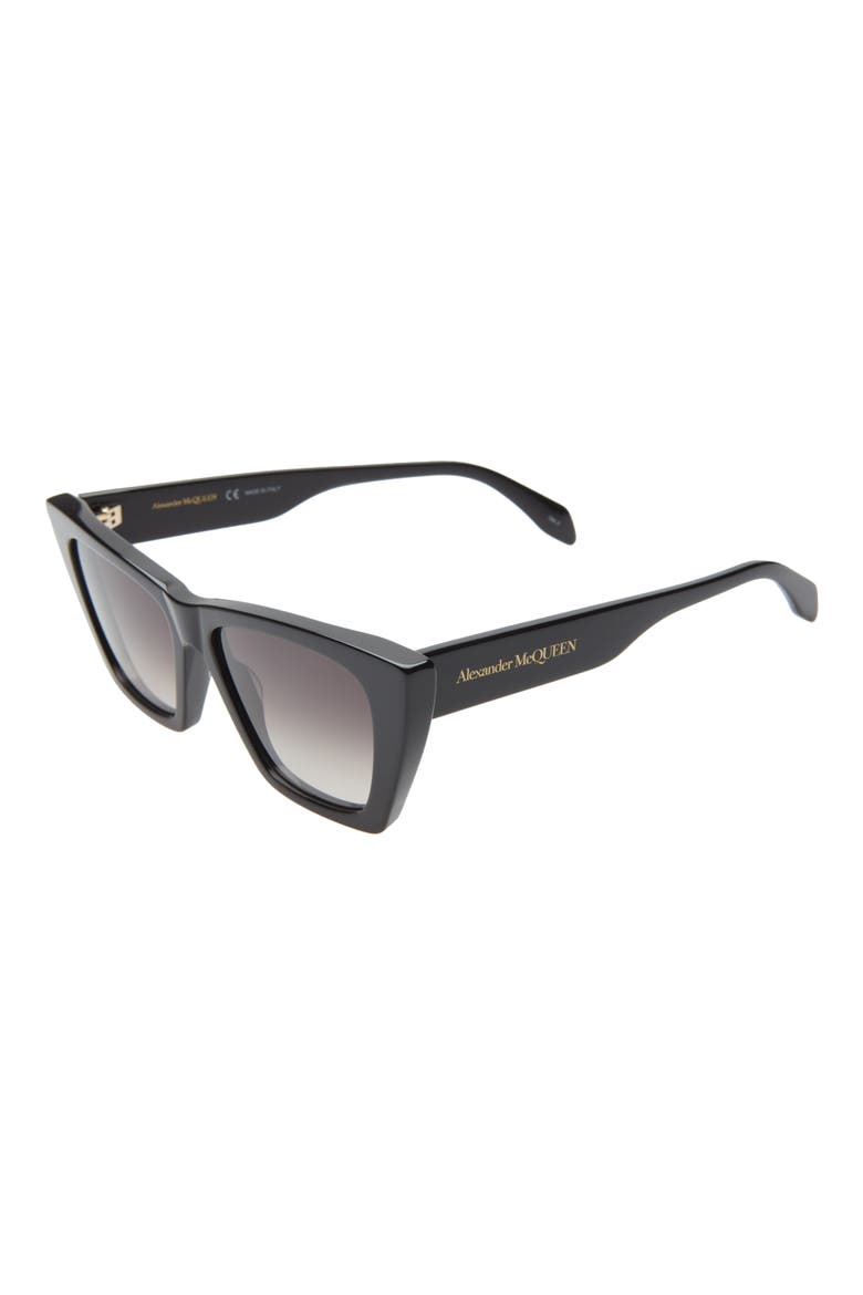 Alexander McQueen 54mm Gradient Cat Eye Sunglasses, Alternate, color, BLACK/ GREY GRADIENT