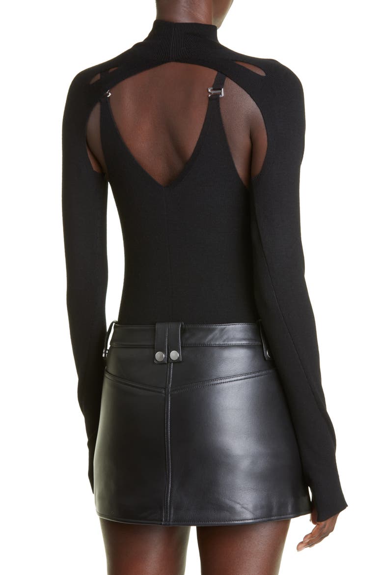 Lock Slit Layered Merino Wool Sweater, Alternate, color, BLACK/ BLACK