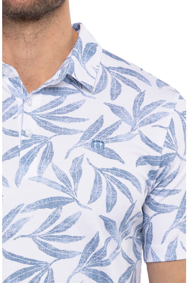 Gulf of Mexico Leaf Print Piqué Polo, Alternate, color, WHITE