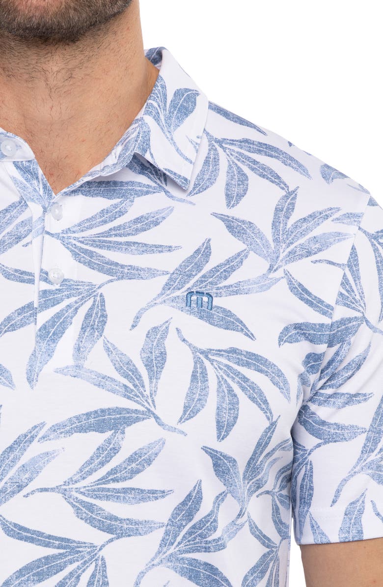 TravisMathew Gulf of Mexico Leaf Print Piqué Polo, Alternate, color,