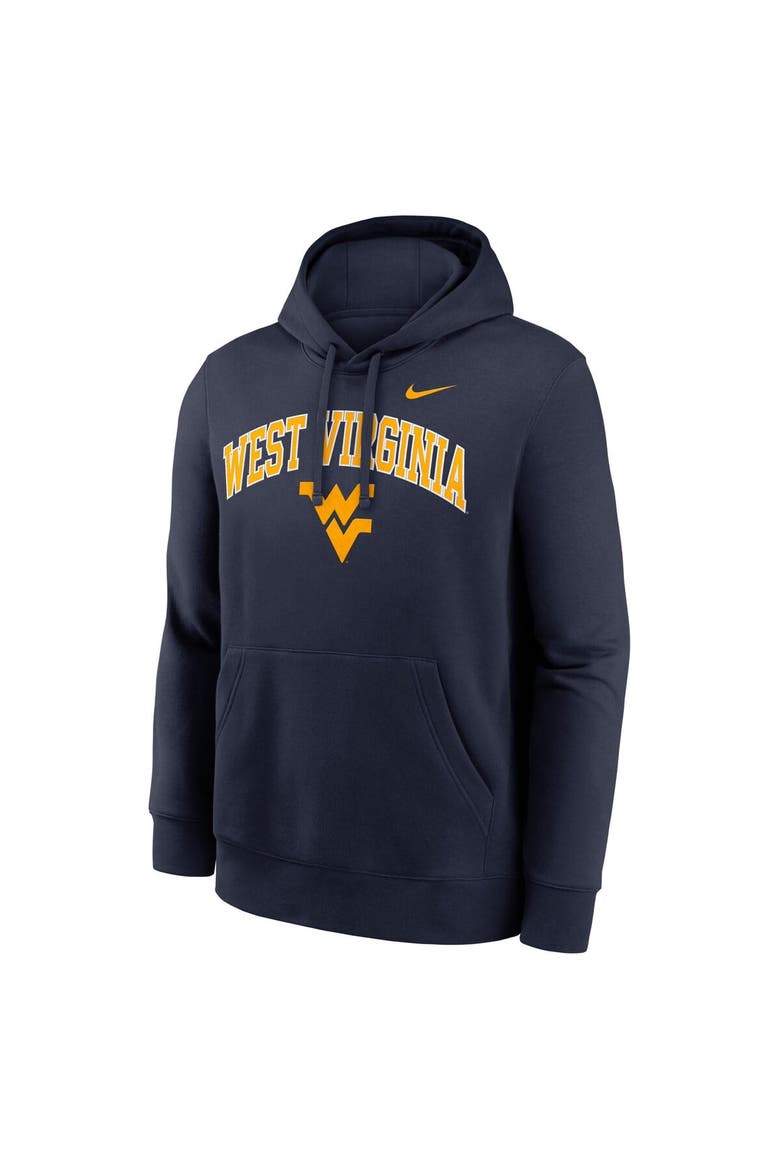 Men's Nike Navy West Virginia Mountaineers Club Fleece Arch Pullover Hoodie, Alternate, color, Navy