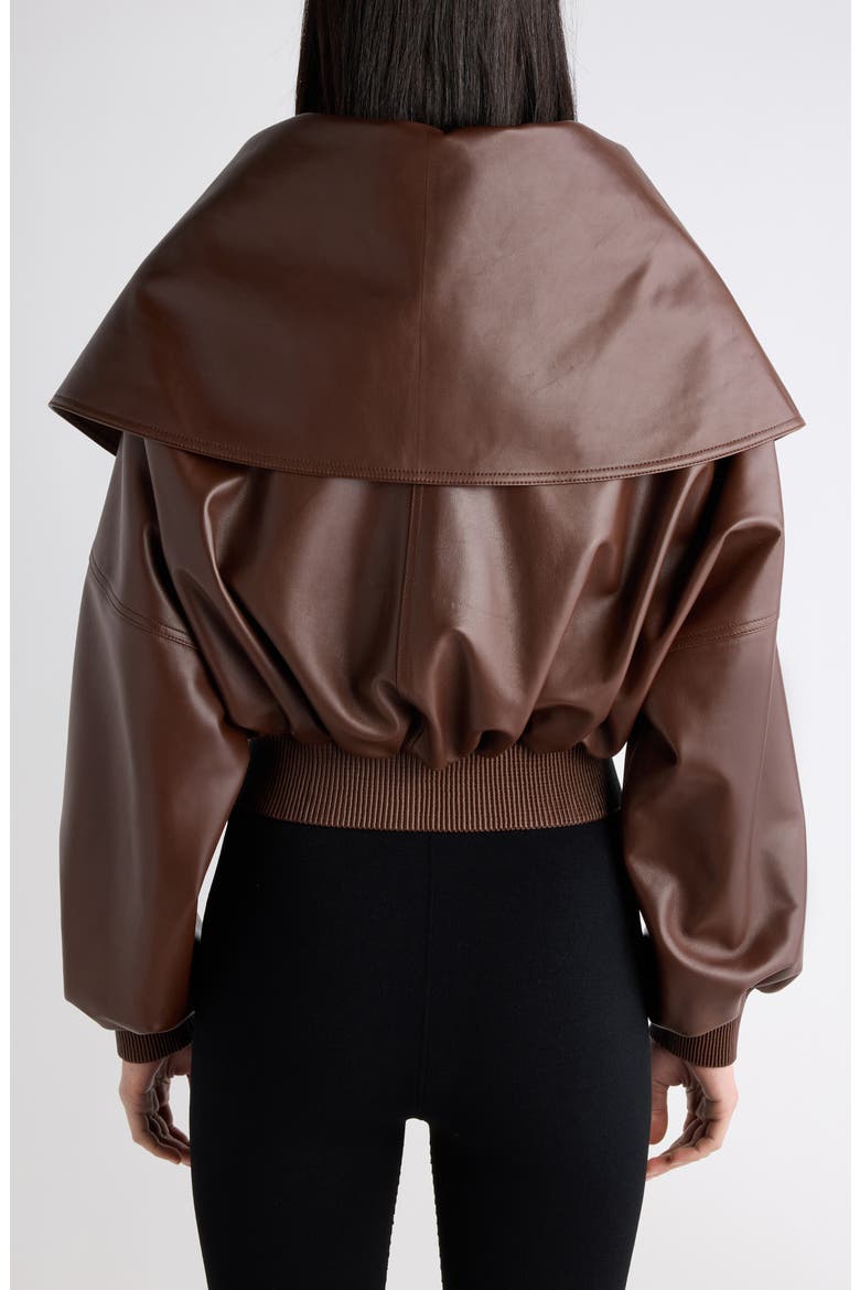 Wrap Collar Leather Blouson, Alternate, color, 2150 DARK BROWN