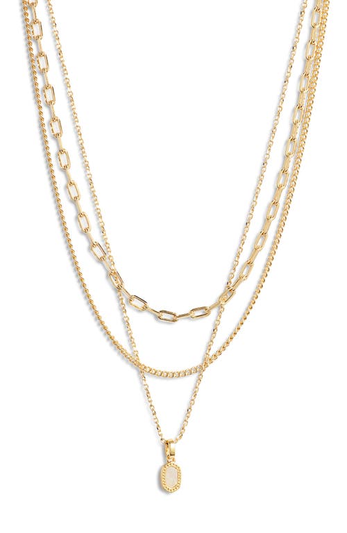 Kendra Scott Mini Elisa Gold Triple Strand Necklace In Gold Iridescent Drusy