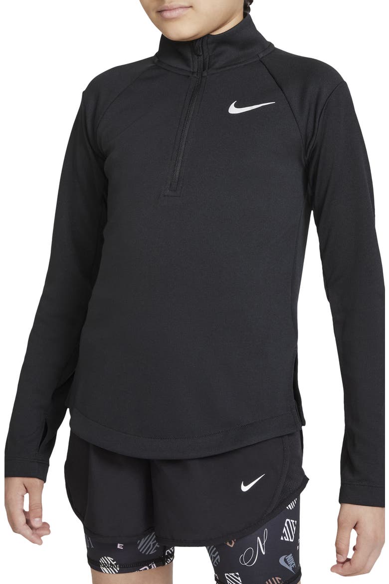 Kids' Dri-FIT Half Zip Pullover, Main, color, BLACK