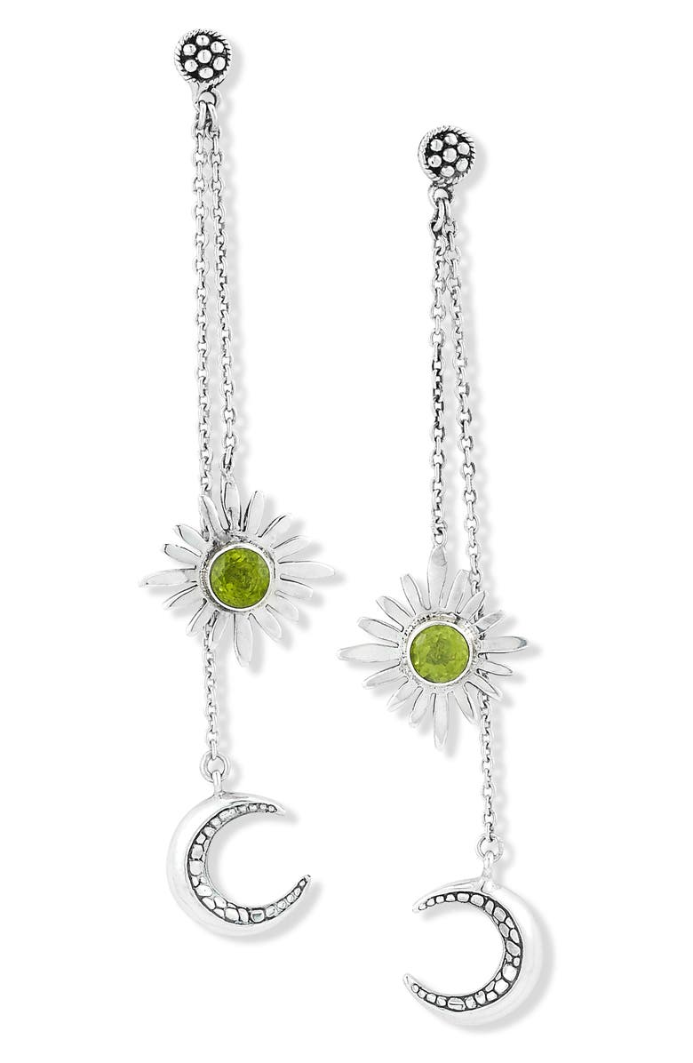 SAMUEL B. Sterling Silver Peridot Sun & Moon Drop Earrings, Main, color, Green