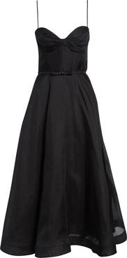 Zimmermann Kindred Spirit Luna Structured Linen & Silk Midi Cocktail Dress