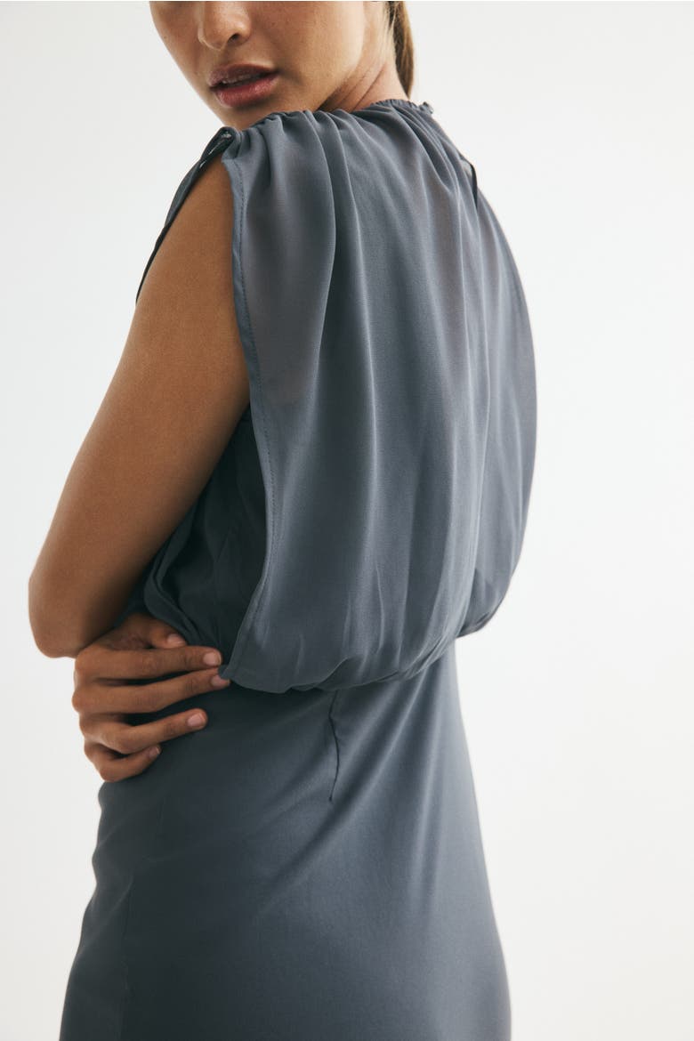 Dual-fabric Draped Dress, Alternate, color, Dark gray