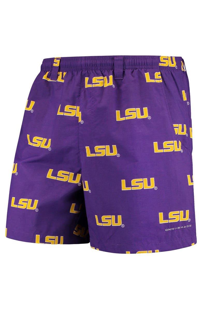 Columbia Men's Columbia Purple LSU Tigers PFG Backcast II Omni-Shade Hybrid Shorts, Main, color,