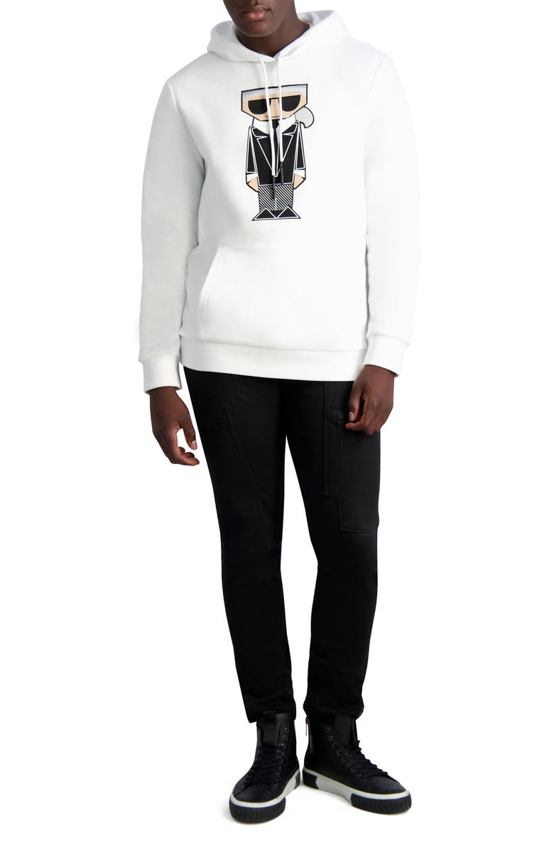KARL LAGERFELD PARIS Kocktail Karl Graphic Hoodie, Alternate, color, White