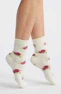 Stems Cozy Chic Floral Pointelle Quarter Socks