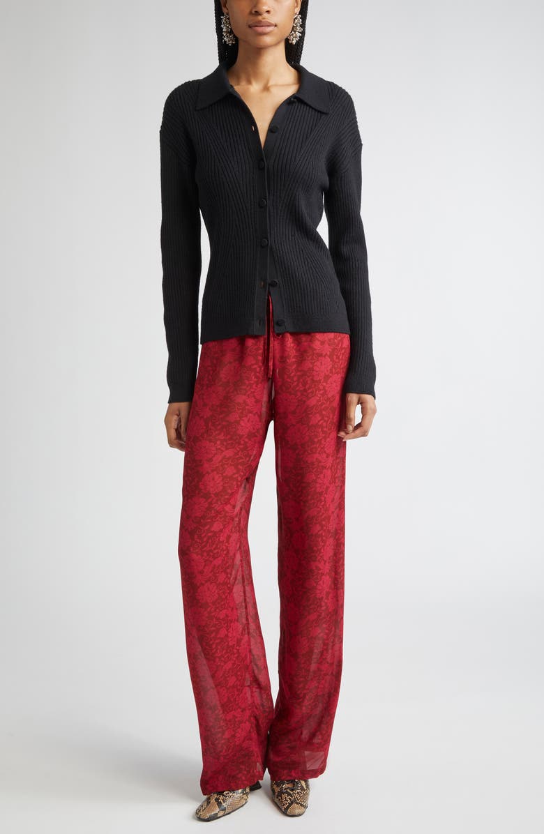 Dries Van Noten Wool Blend Rib Cardigan, Alternate, color, 