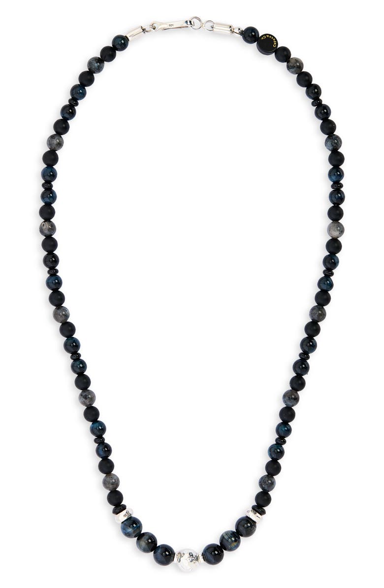 Caputo & Co. Men's Beaded Stone Necklace, Main, color, Blue Tiger Eye