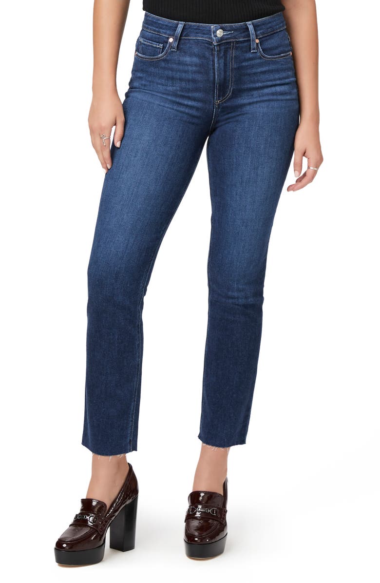 PAIGE Cindy Raw Hem High Waist Straight Leg Jeans, Main, color,