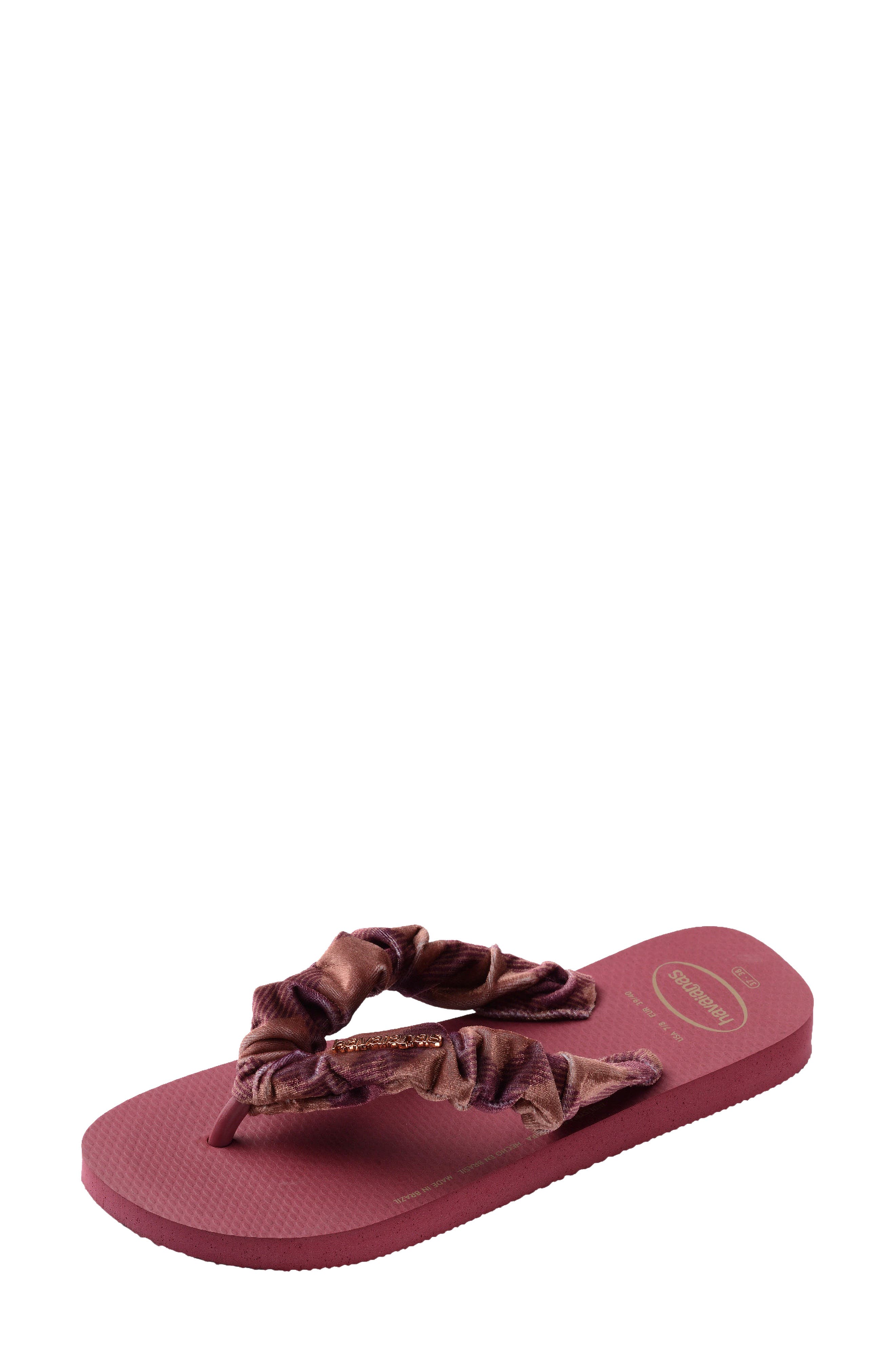 Top Scrunchie Flip Flop, Alternate, color, AMARANTH