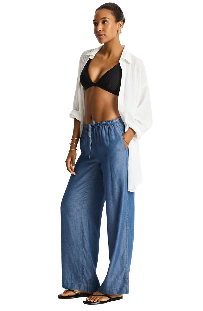 Sea Level Surf Tide Cover-Up Pants, Alternate, color, Denim