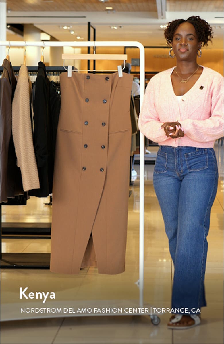 Azra Double Breasted Strapless Twill Midi Dress, sales video thumbnail