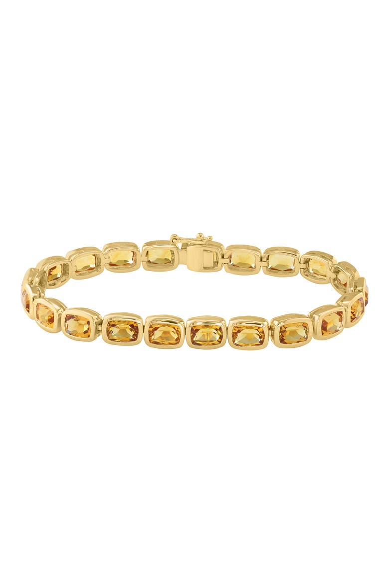 Cushion Cut Citrine Gold Plated Sterling Silver Line Bracelet, Main, color, ORANGE