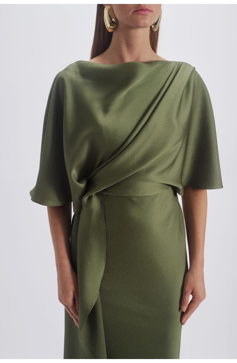 Amsale Cascading Drape Dress, Alternate, color, Moss