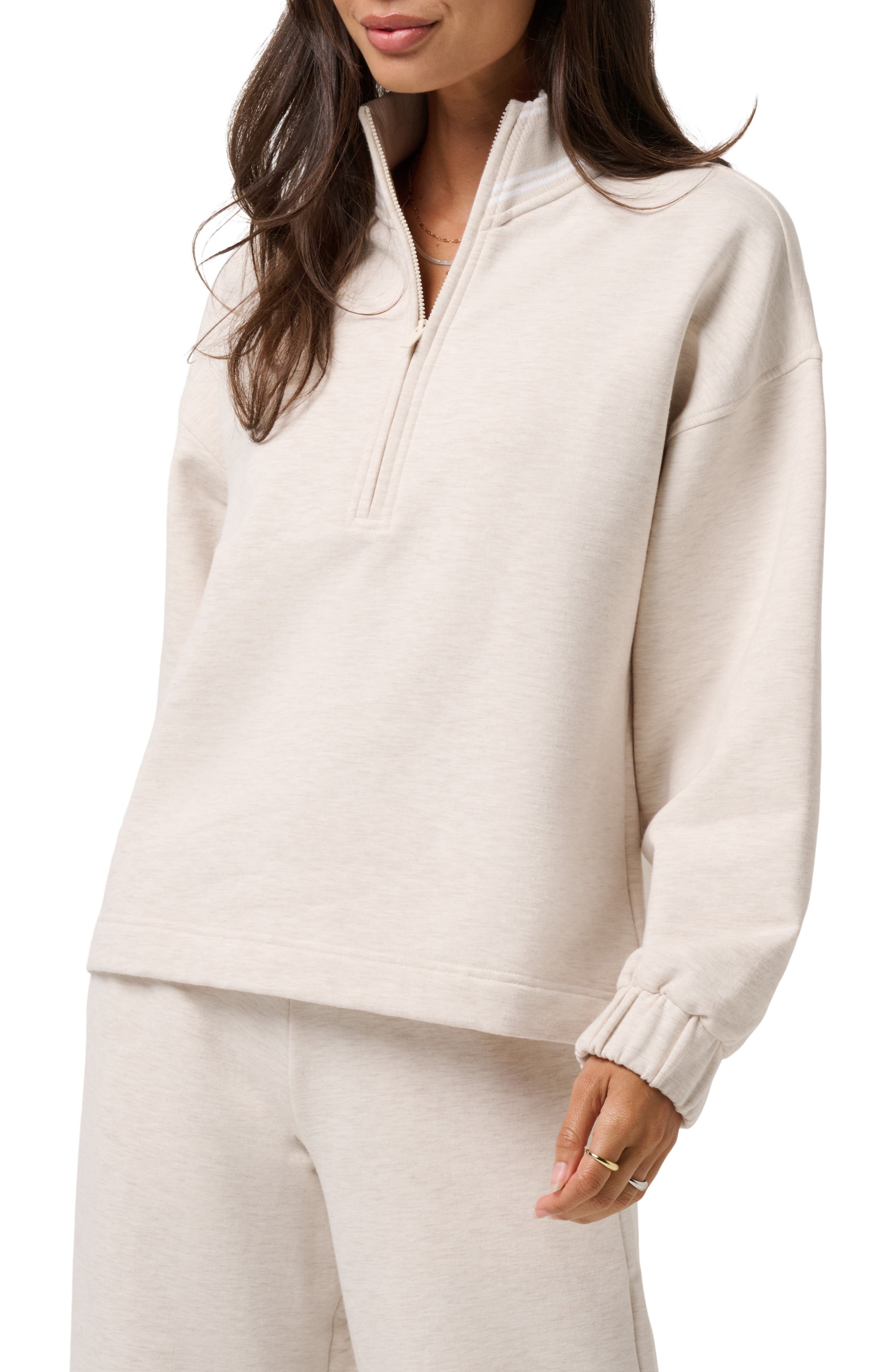 Travismathew Cloud Fleece Clubside Half Zip Sweatshirt In White