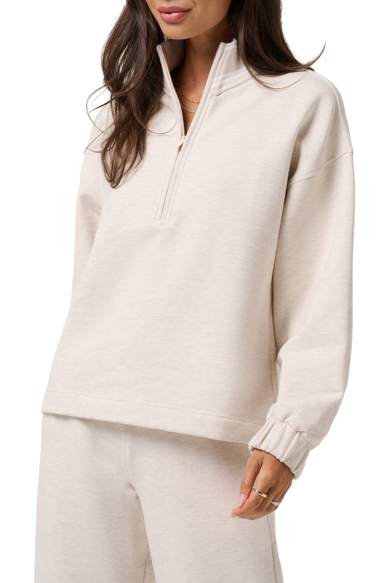 Cloud Fleece Clubside Half Zip Sweatshirt, Main, color, HEATHER BRAZILIAN SAND