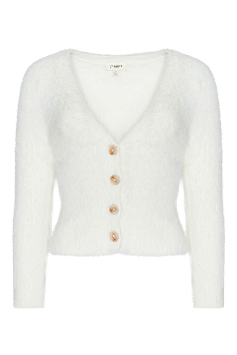 Agathe Fuzzy Cardigan, Alternate, color, IVORY