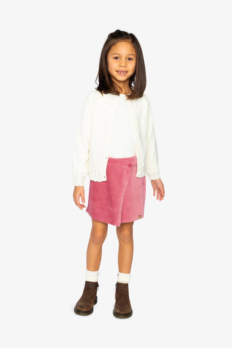 Knit Button-Front Scallop Ruffle Trim Cardigan, Alternate, color, Off-White