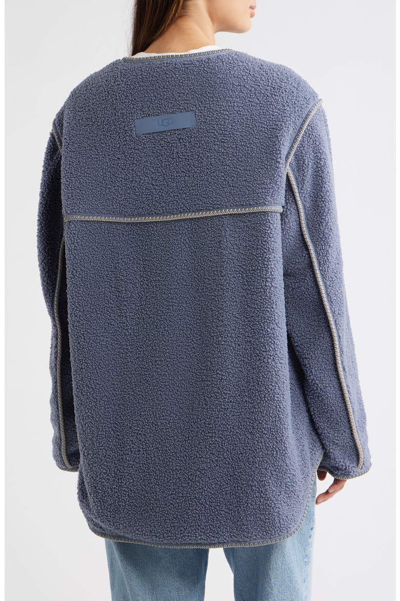 Emmersyn UGGbraid Trim High Pile Fleece Coat, Alternate, color, TAHOE BLUE