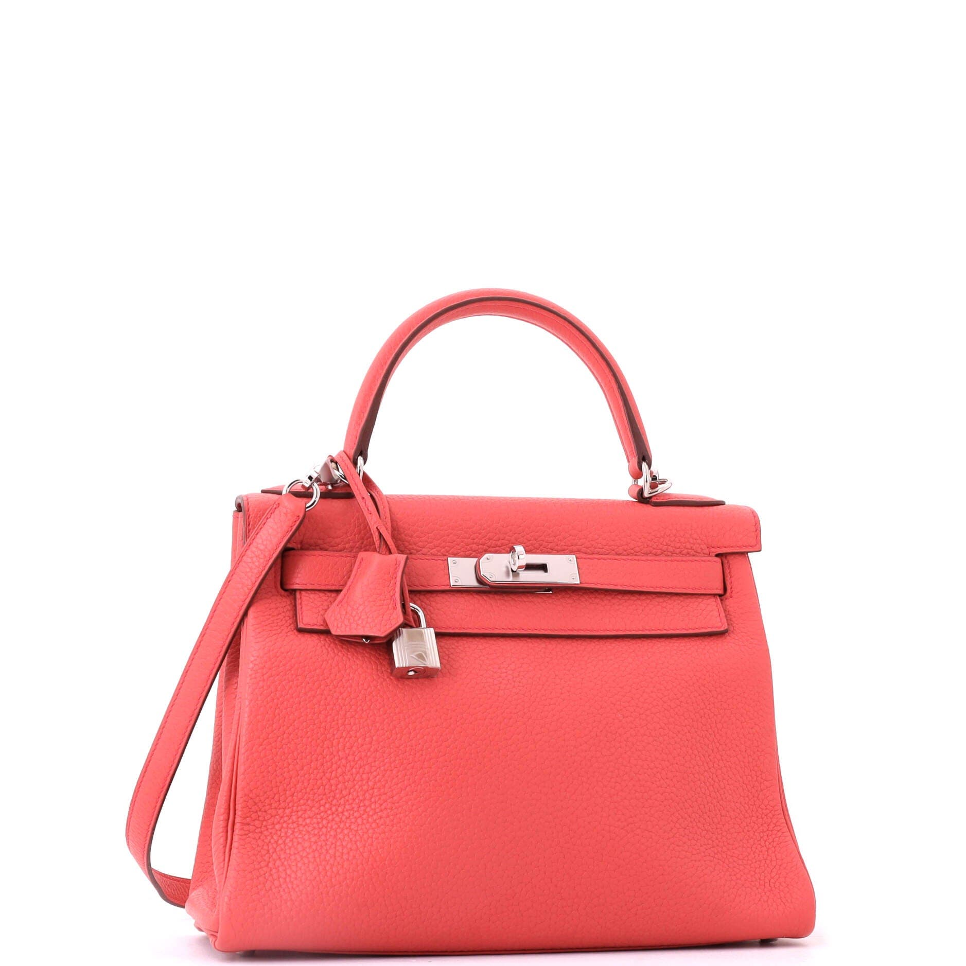 Pre-Owned Hermes Kelly Handbag Pink Clemence with Palladium Hardware 28, Alternate, color, Bougainvillier