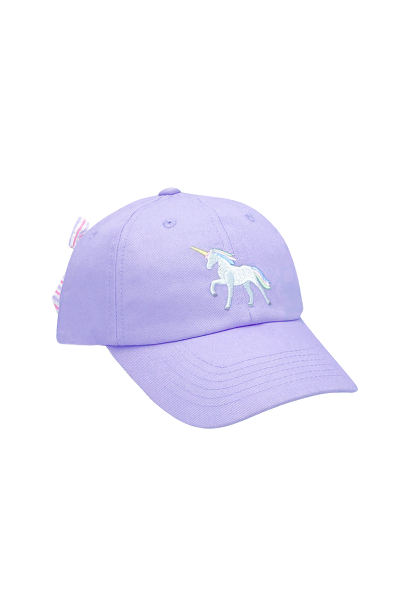 Rainbow Unicorn Twill Bow Baseball Hat, Main, color, Lavender