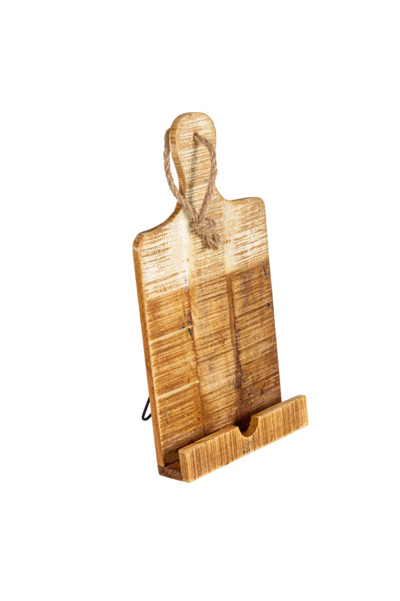 Distressed White Dipped Wood Tablet Holder, Main, color, White