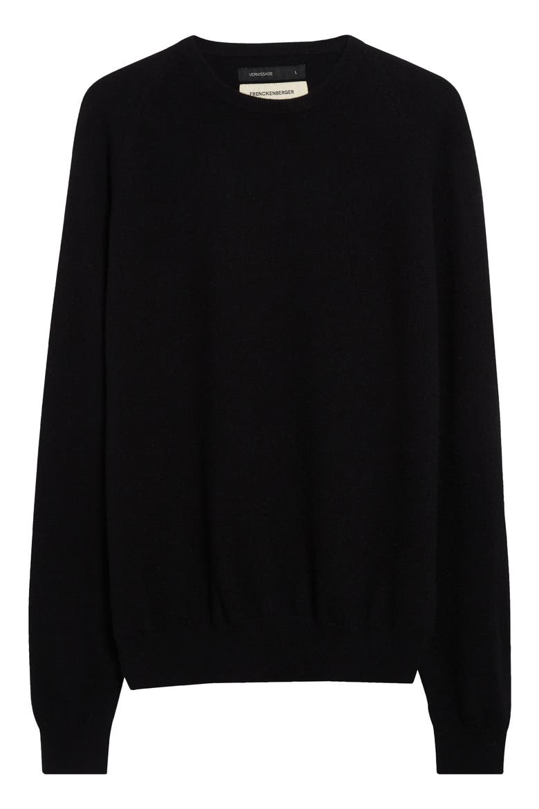 Cashmere Crewneck Sweater, Alternate, color, BLACK