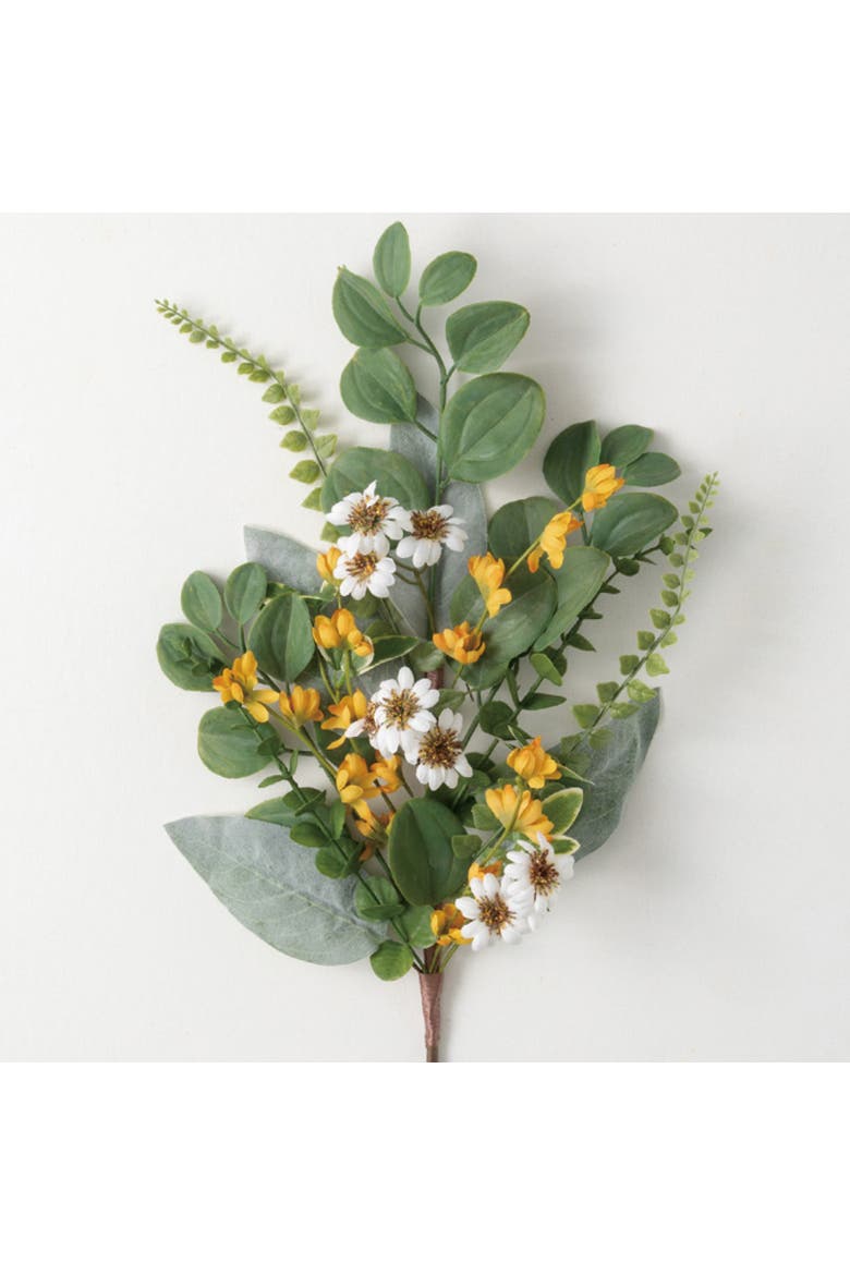 Sullivan's Daisy Mixed Foliage Spray, Multicolor Faux Floral Stem for Crafting, Weddings, Home and Holiday Decoration, 28 Inch, Main, color, Green