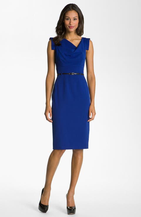 Jackie Belted Stretch Gabardine Sheath Dress