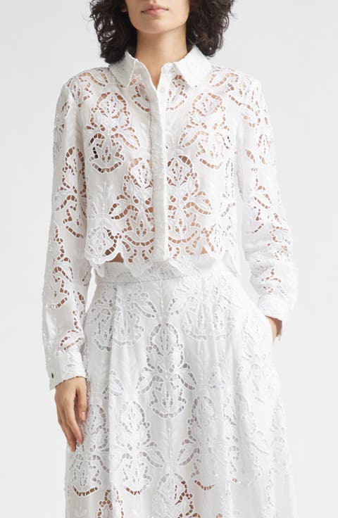 Jilly Floral Embroidery Crop Shirt