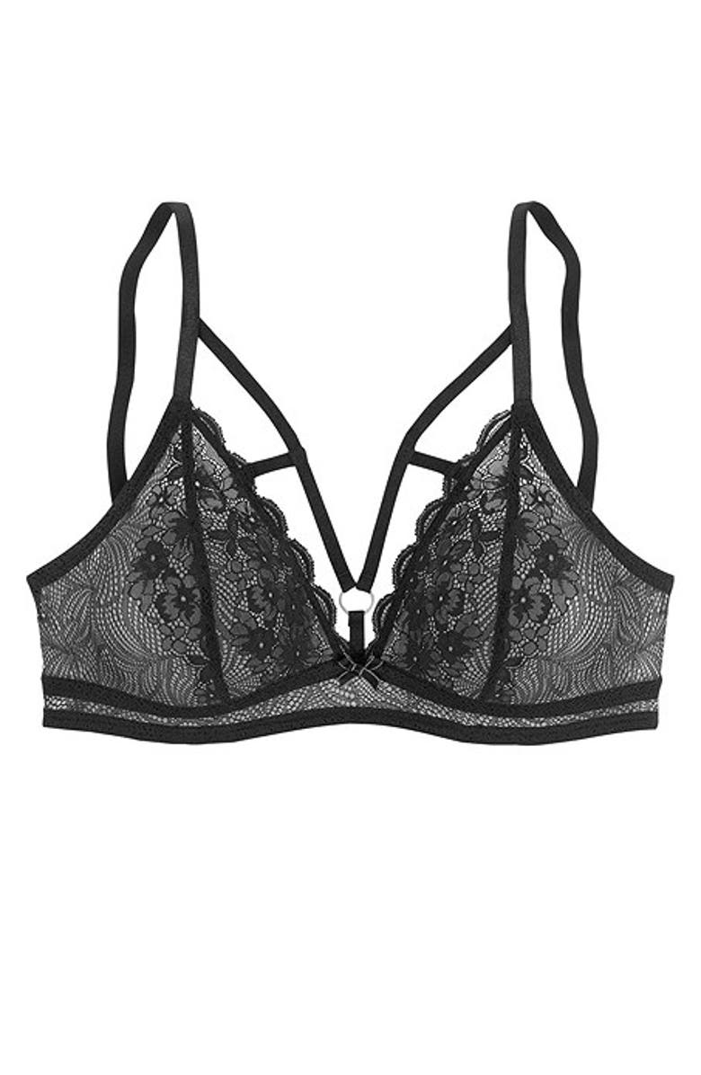 LASCANA Lace Bralette & Panty Set, Alternate, color, Black & Silver