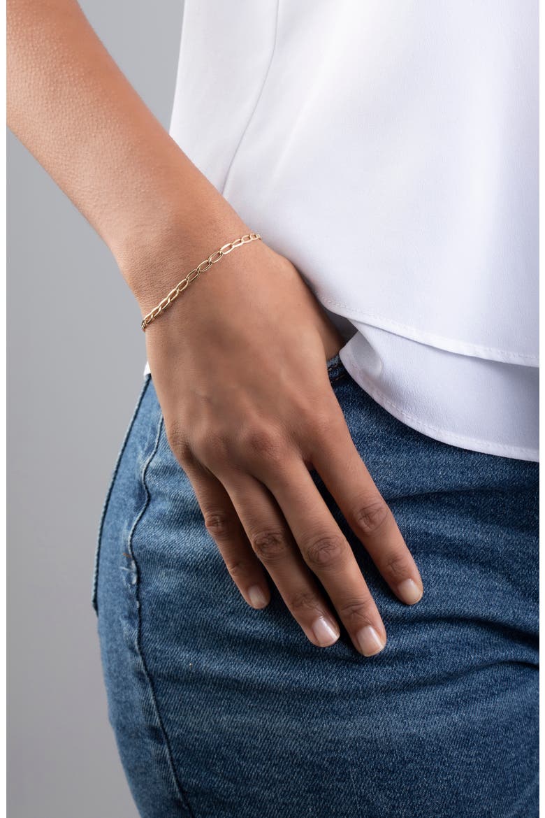 14K Gold Flat Oval Chain Link Bracelet (Nordstrom Exclusive), Alternate, color, YELLOW GOLD