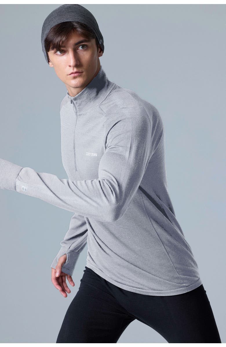 COZY ZERO Tech Merino Classic Fit Half Zip Long Sleeve Base Layer, Alternate, color, Glacier Gray