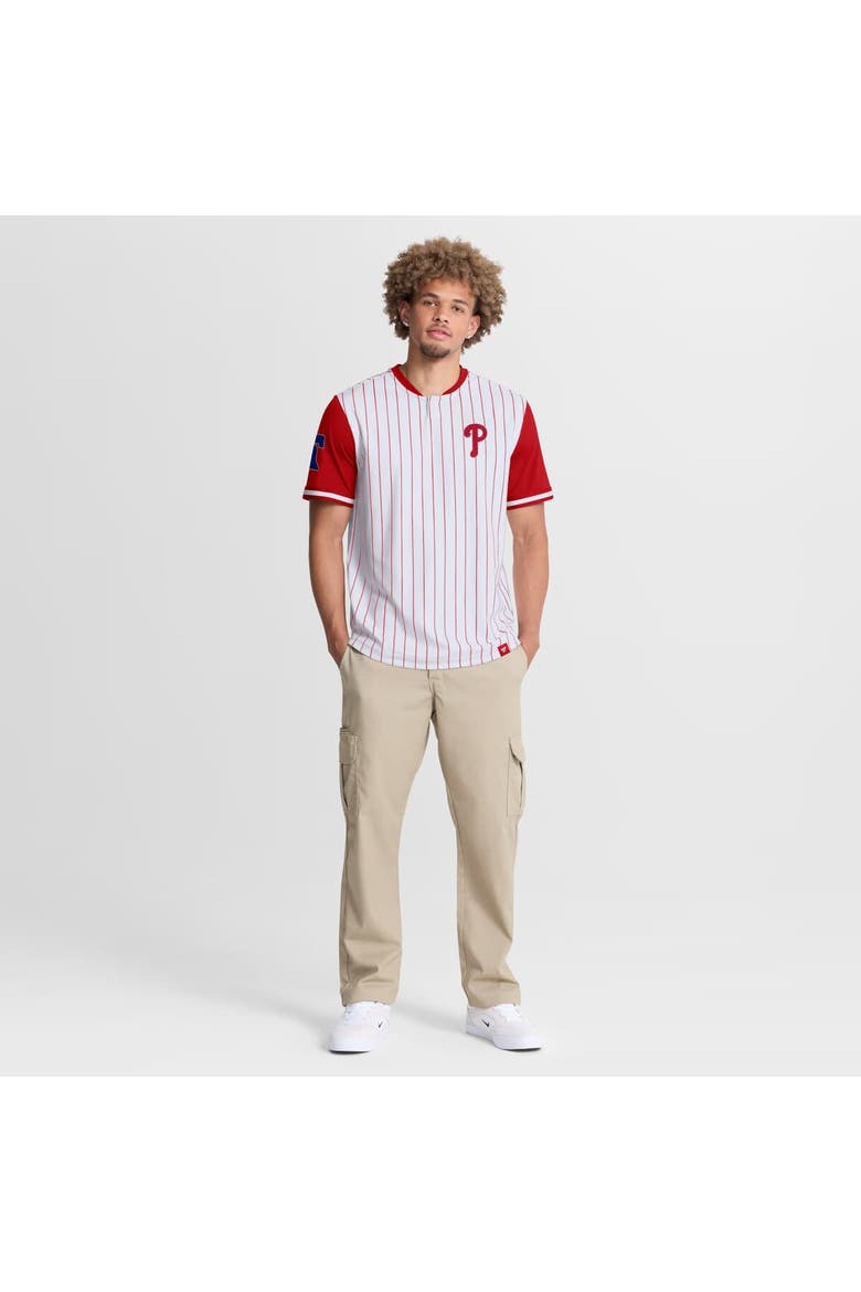 Men's Fanatics White/Red Philadelphia Phillies Pinstripe Walk Off Shirt, Alternate, color, White