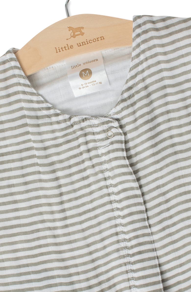 little unicorn Cotton Muslin Wearable Blanket, Alternate, color, Grey Stripe