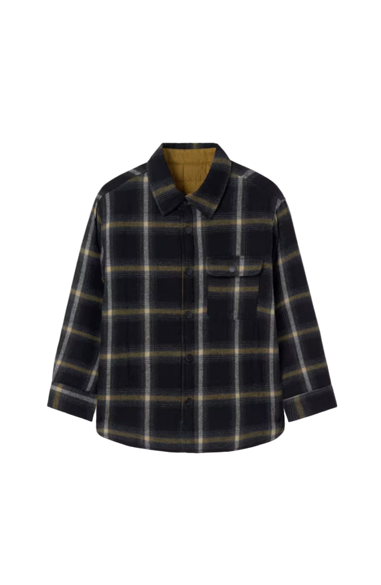 Mayoral Reversible Quilted Overshirt, Main, color, Black