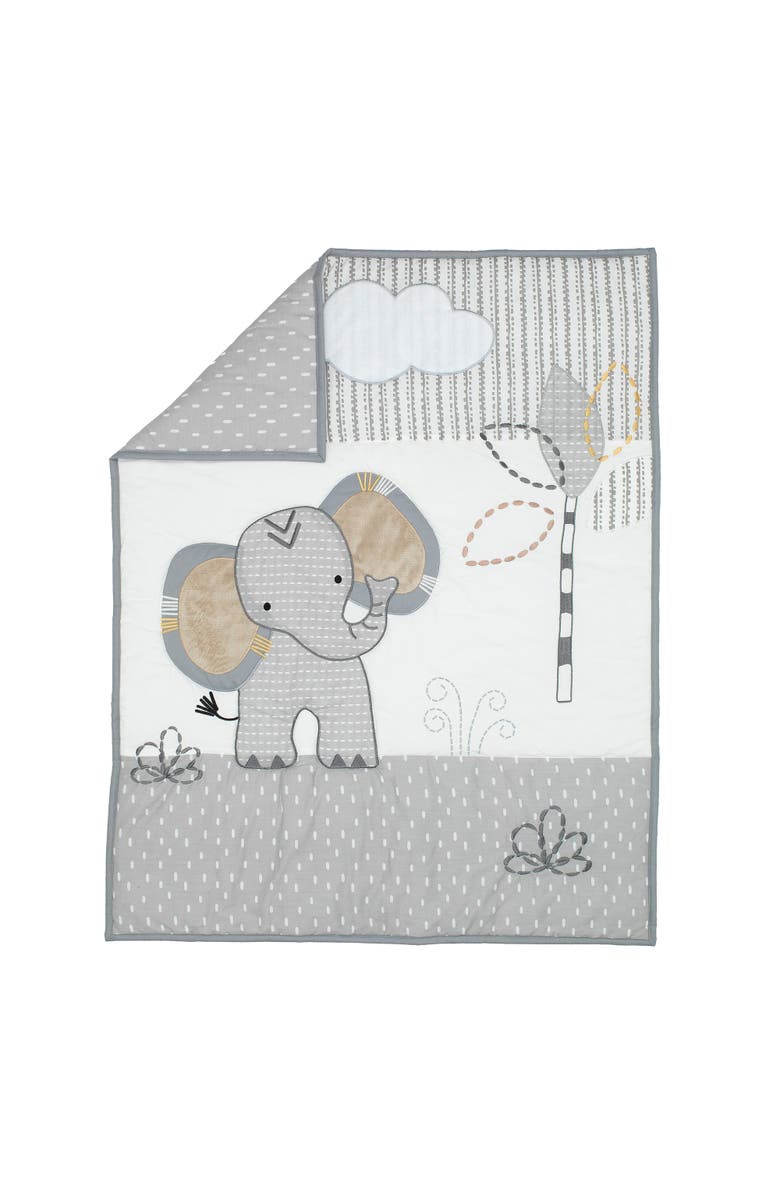 Lambs & Ivy Jungle Safari Elephant 3-Piece Mini Crib Bedding Set, Alternate, color, Gray