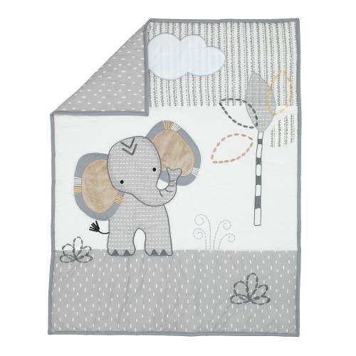 Lambs & Ivy Jungle Safari Elephant 3-piece Mini Crib Bedding Set In Gray