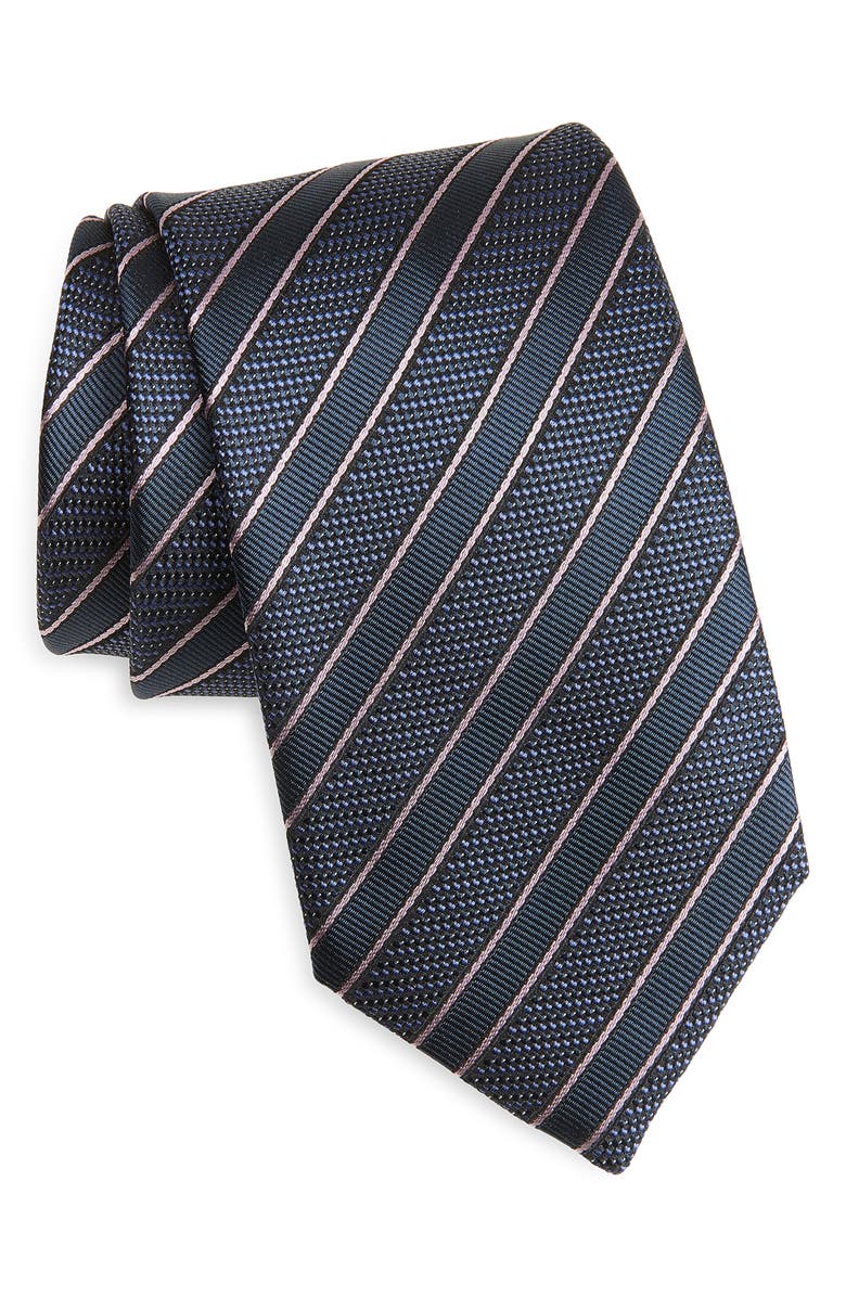 Brioni Stripe Jacquard Silk Tie, Main, color, Midnight Blue/ Old Ro