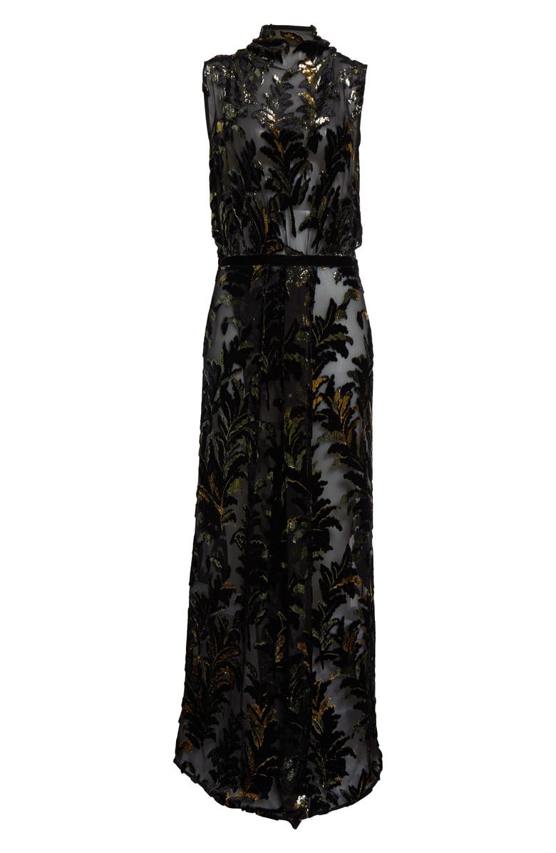 Johanna Ortiz Fancy Sea Burnout Velvet Silk Chiffon Maxi Dress, Alternate, color, 