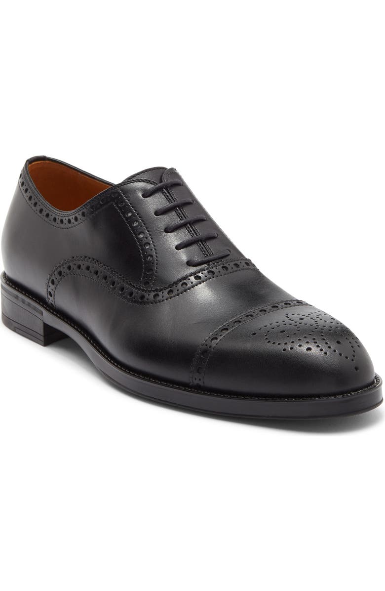 Magnanni Eddison Medallion Cap Toe Oxford, Main, color, Black