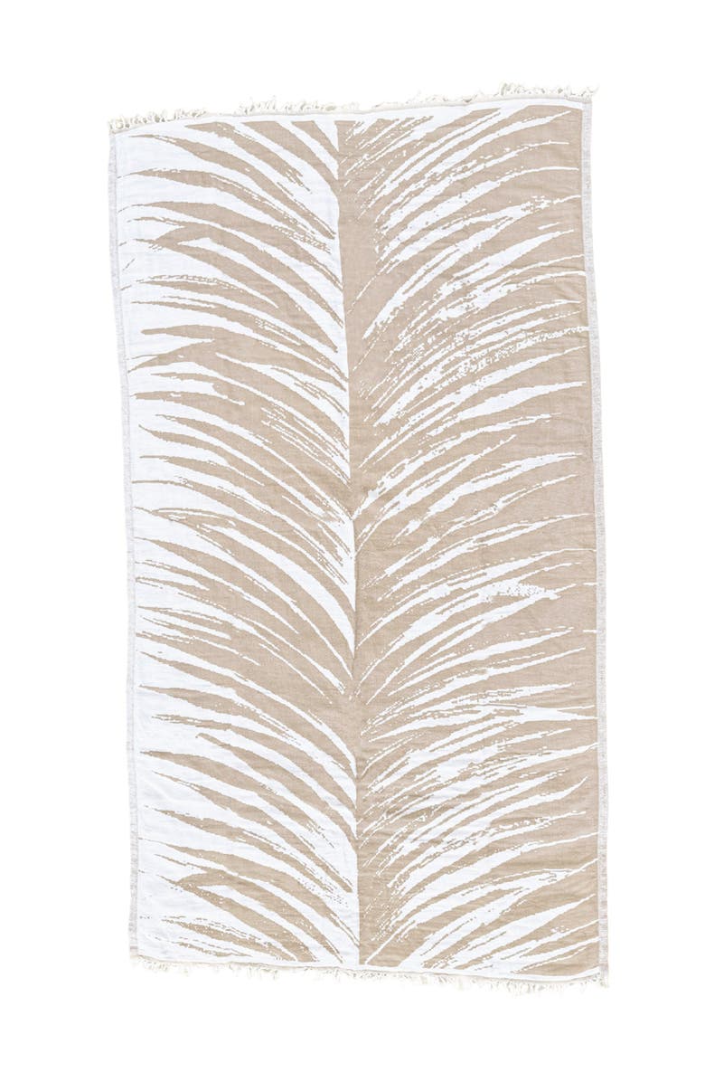 Anaya Tropical Turkish Cotton Beach Towel, Main, color, Beige