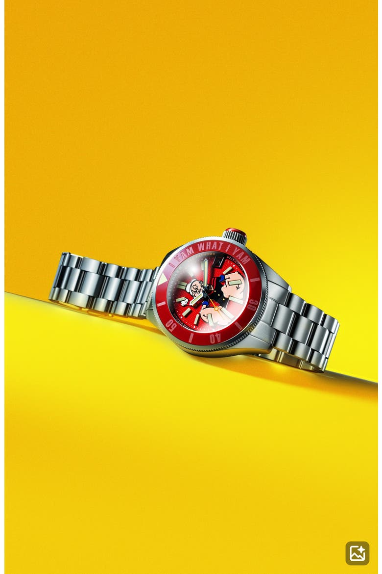 x Popeye Forearm Fury Piccard Automatic Bracelet Watch, 45mm, Alternate, color, RED